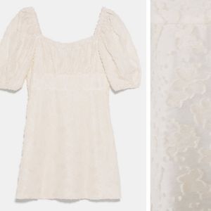 Zara cream textured mini dress